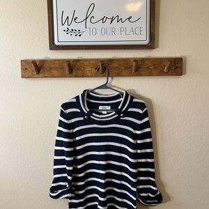 Christopher & Banks Woman Navy and White Striped Sweater